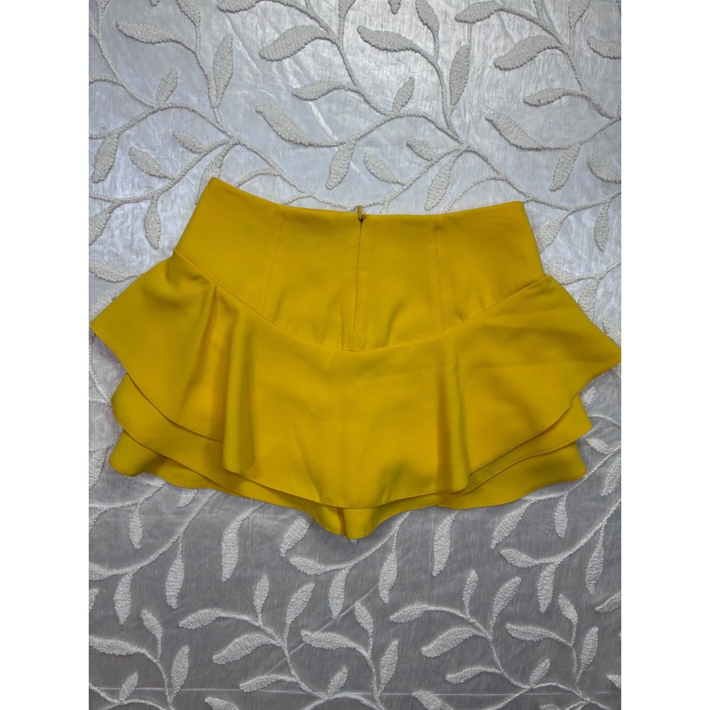 Zara Woman Yellow Ruffled Skort High Waist Flounce Mini Skirt Size US 6